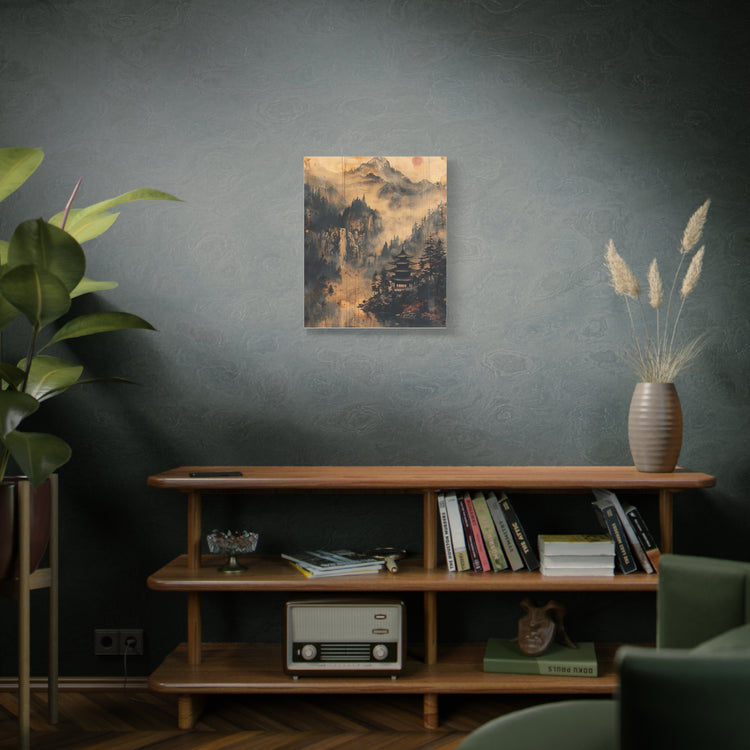 Zen Mountain Mist Canvas Art — Japanese Pagoda Landscape on Stretched Matte Canvas - The Art Hub