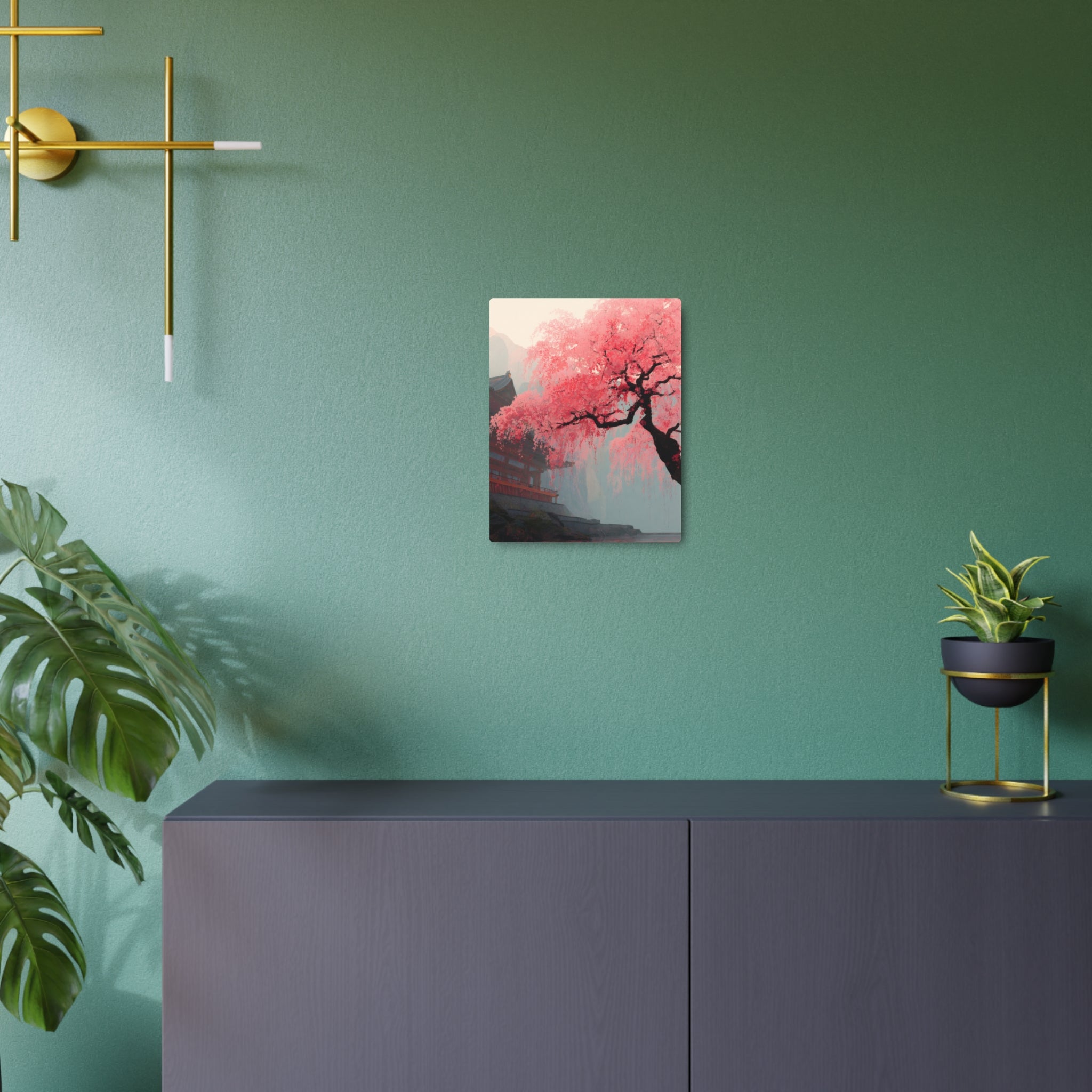 Cherry Blossom Metal Art Sign – Pink Sakura Landscape Wall Décor