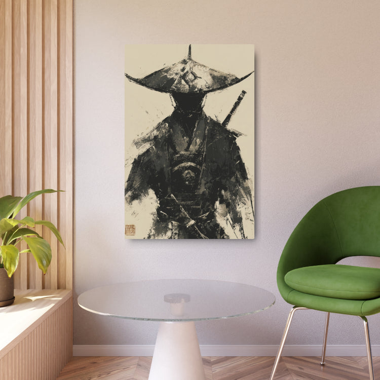 Samurai Ink Warrior Metal Art Sign — Japanese Sumi-e Wall Decor - The Art Hub