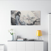 Canvas Wall Art Serene Geisha in Misty Cherry Blossom - The Art Hub