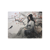 Oriental Lady Metal Art Serene Geisha with Cherry Blossoms Wall Decor - The Art Hub