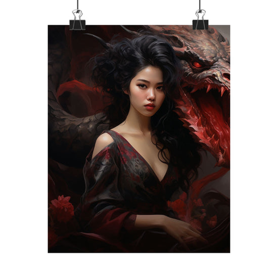 Dragon Empress Matte Poster — Dark Fantasy Portrait Wall Art - The Art Hub