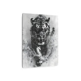 Tiger Metal Art — Dramatic Black & White Running Tiger Wall Decor - The Art Hub