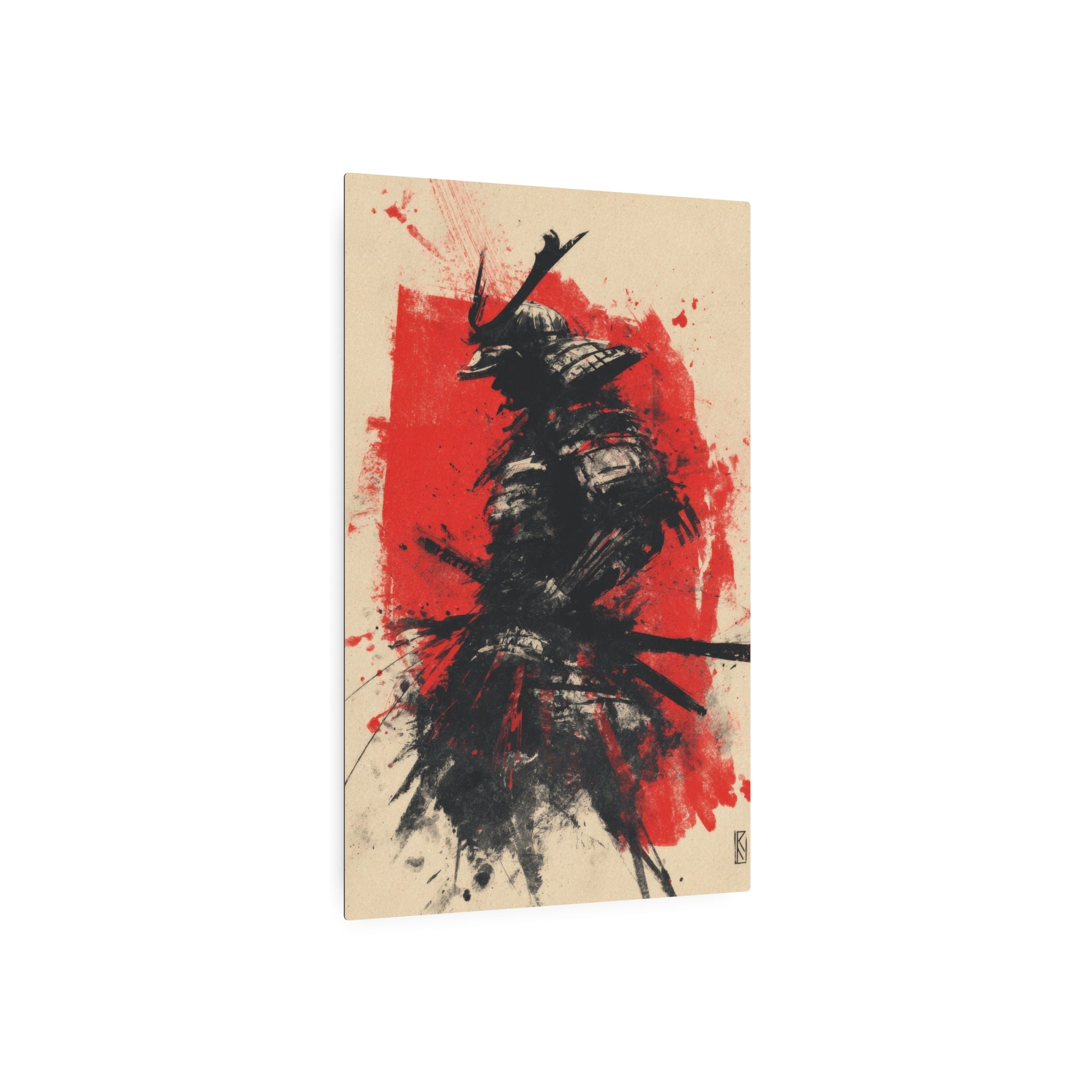 Samurai Ink Metal Art Sign – Japanese Warrior Wall Decor