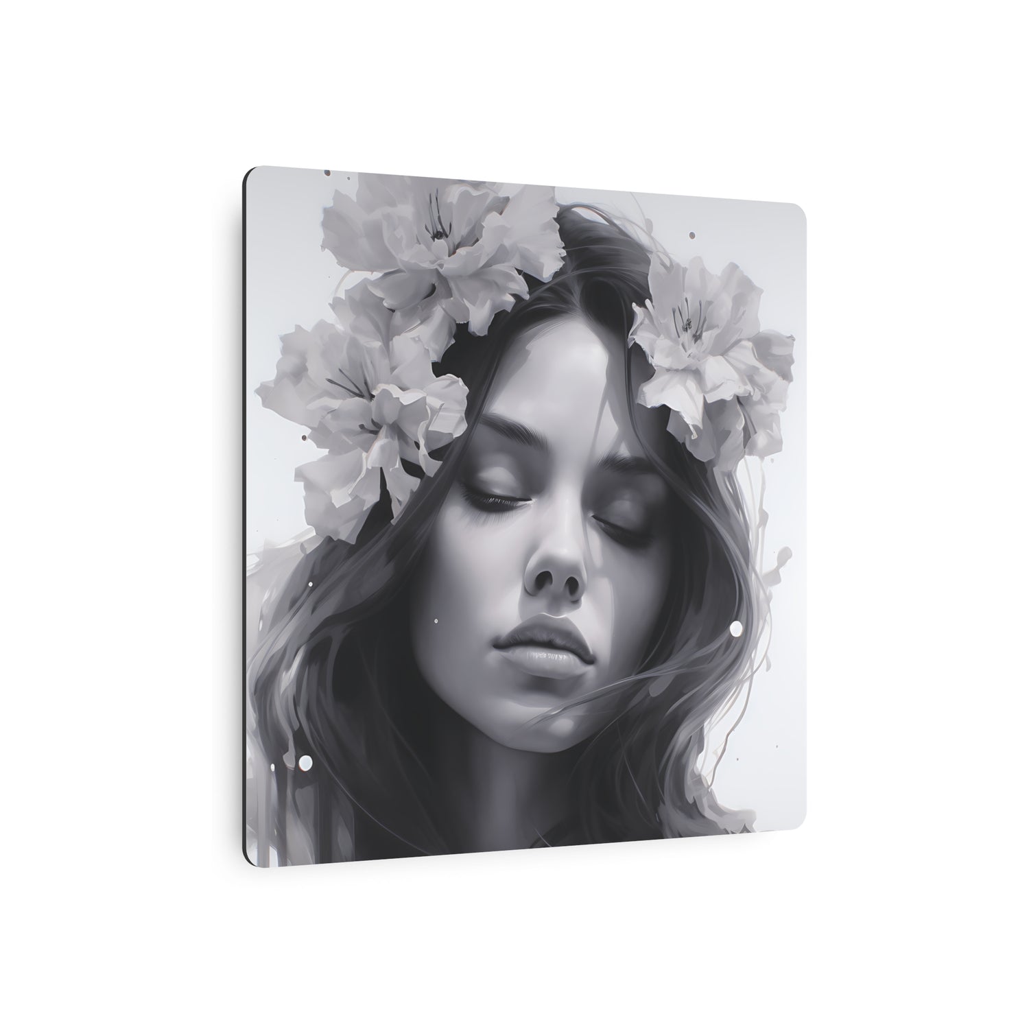 Metal Art — Beautiful Girl Floral Portrait Wall Decor - The Art Hub