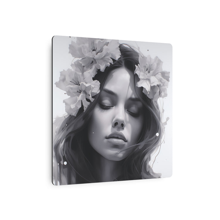 Metal Art — Beautiful Girl Floral Portrait Wall Decor - The Art Hub
