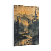 Mountain Mist Landscape Canvas Art— Rustic Pine Forest Wall Art - The Art Hub