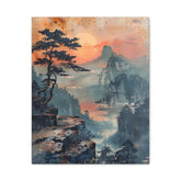 Sunset Mountain Landscape Canvas Print — Misty Pine Cliff Wall Art - The Art Hub