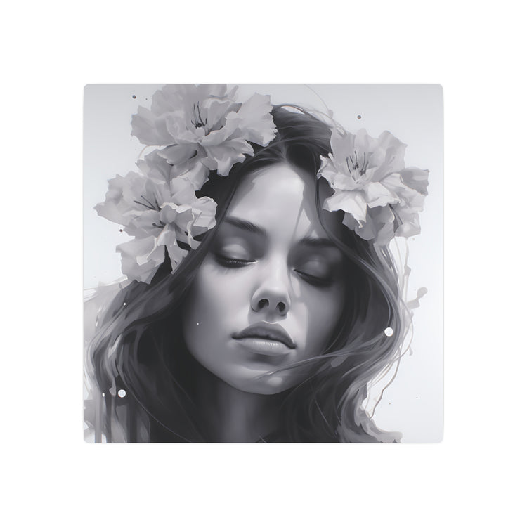 Metal Art — Beautiful Girl Floral Portrait Wall Decor - The Art Hub