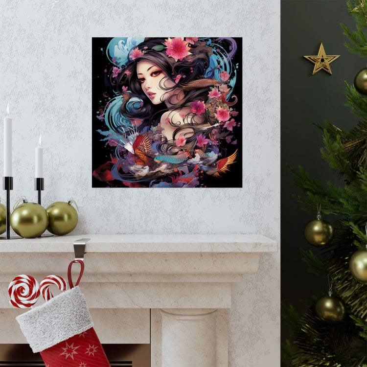 Matte Vertical Poster — Ethereal Floral Woman Art Print - The Art Hub