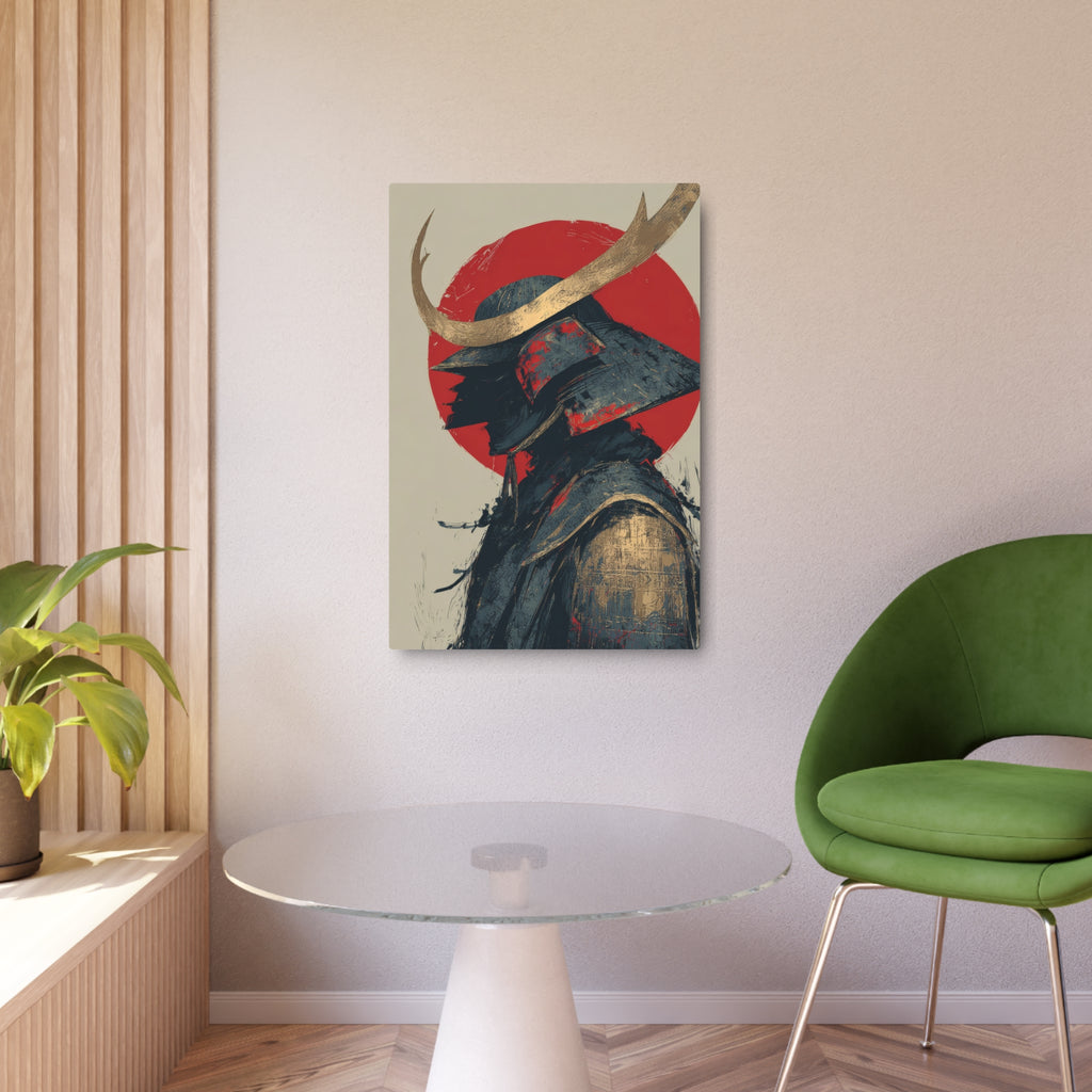 Samurai Helmet Metal Art Sign — Japanese Warrior Wall Decor