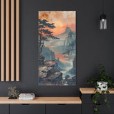 Sunset Mountain Landscape Canvas Print — Misty Pine Cliff Wall Art - The Art Hub