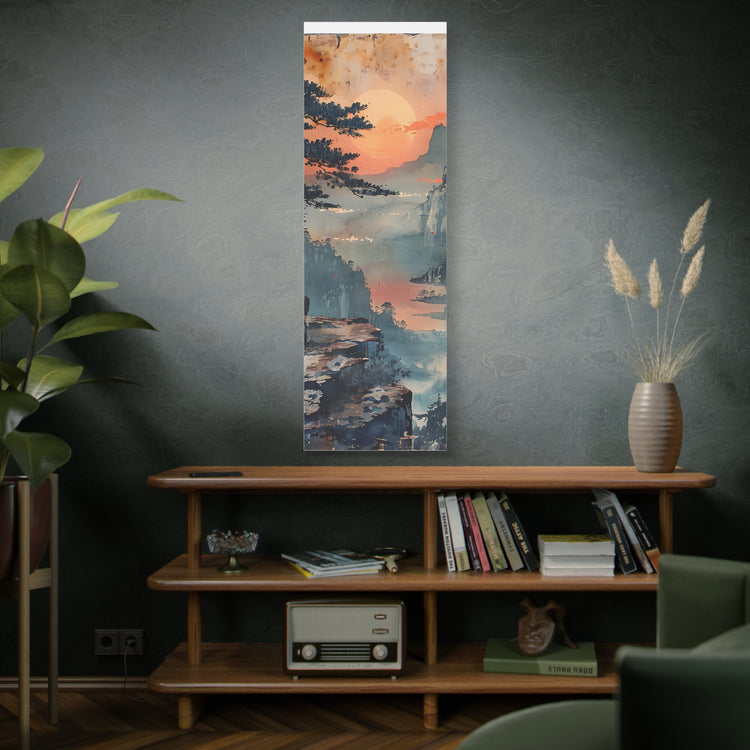 Sunset Mountain Landscape Canvas Print — Misty Pine Cliff Wall Art - The Art Hub