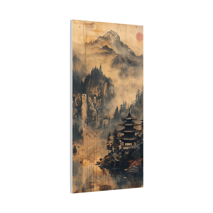 Zen Mountain Mist Canvas Art — Japanese Pagoda Landscape on Stretched Matte Canvas - The Art Hub