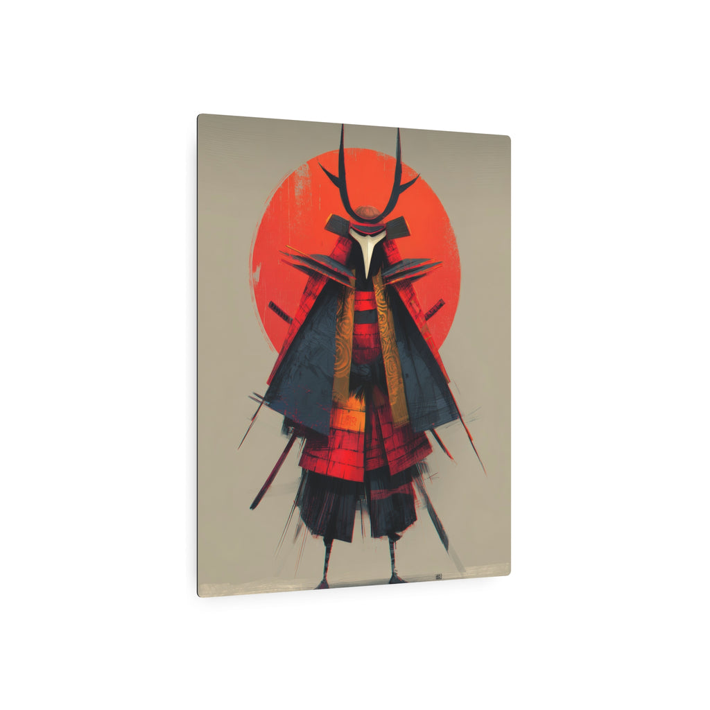 Samurai Metal Art Sign — Red Sun Warrior Wall Decor