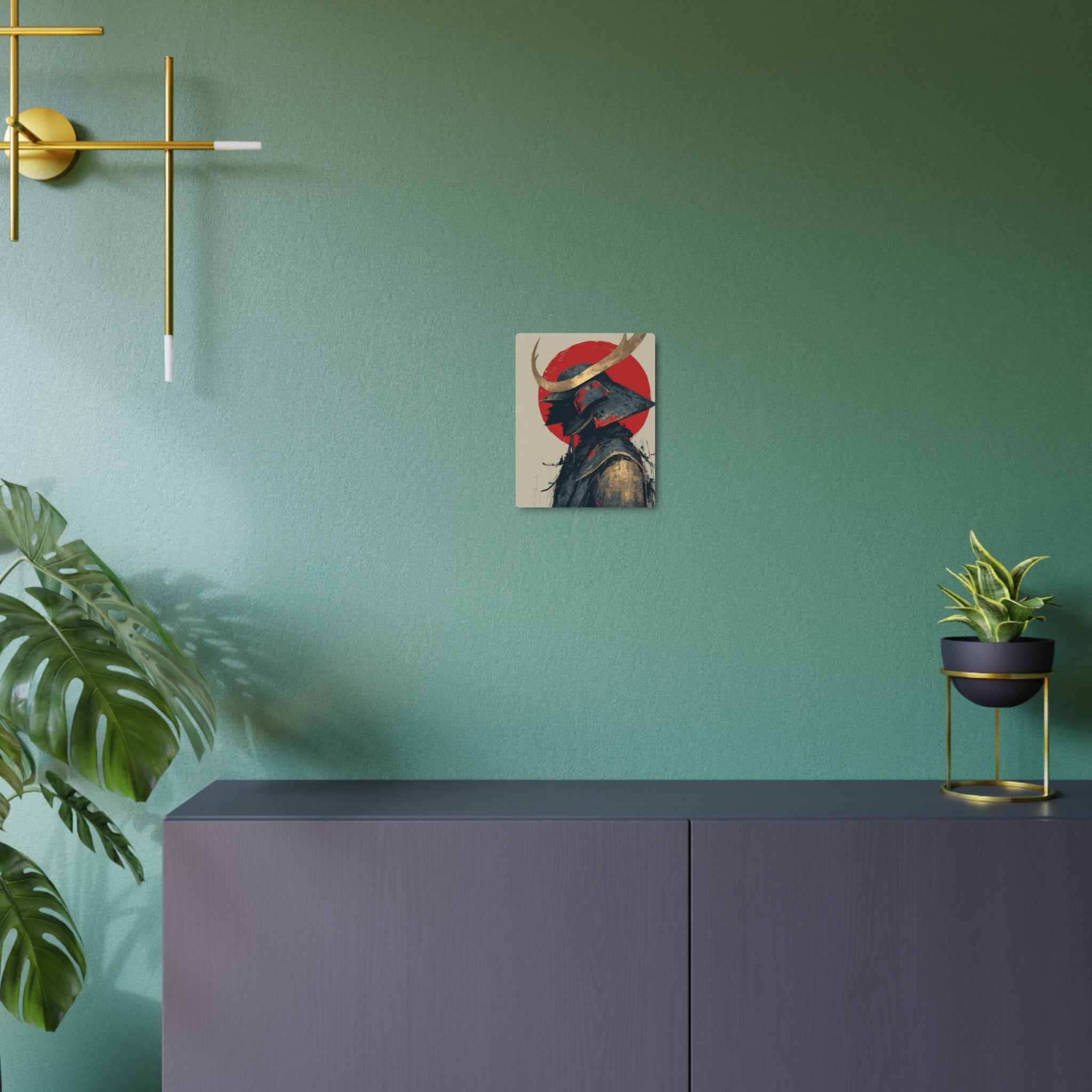 Samurai Helmet Metal Art Sign — Japanese Warrior Wall Decor