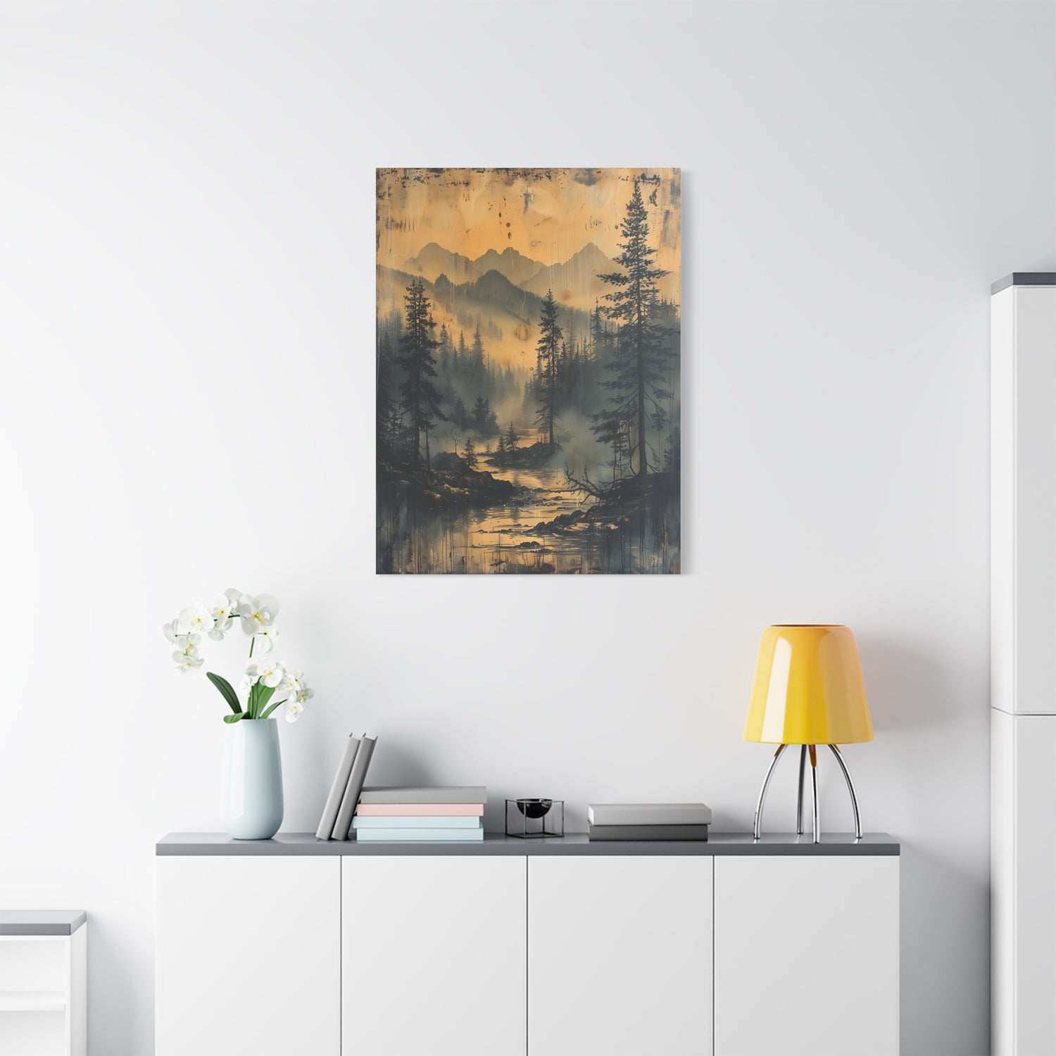 Mountain Mist Landscape Canvas Art— Rustic Pine Forest Wall Art - The Art Hub