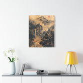 Zen Mountain Mist Canvas Art — Japanese Pagoda Landscape on Stretched Matte Canvas - The Art Hub