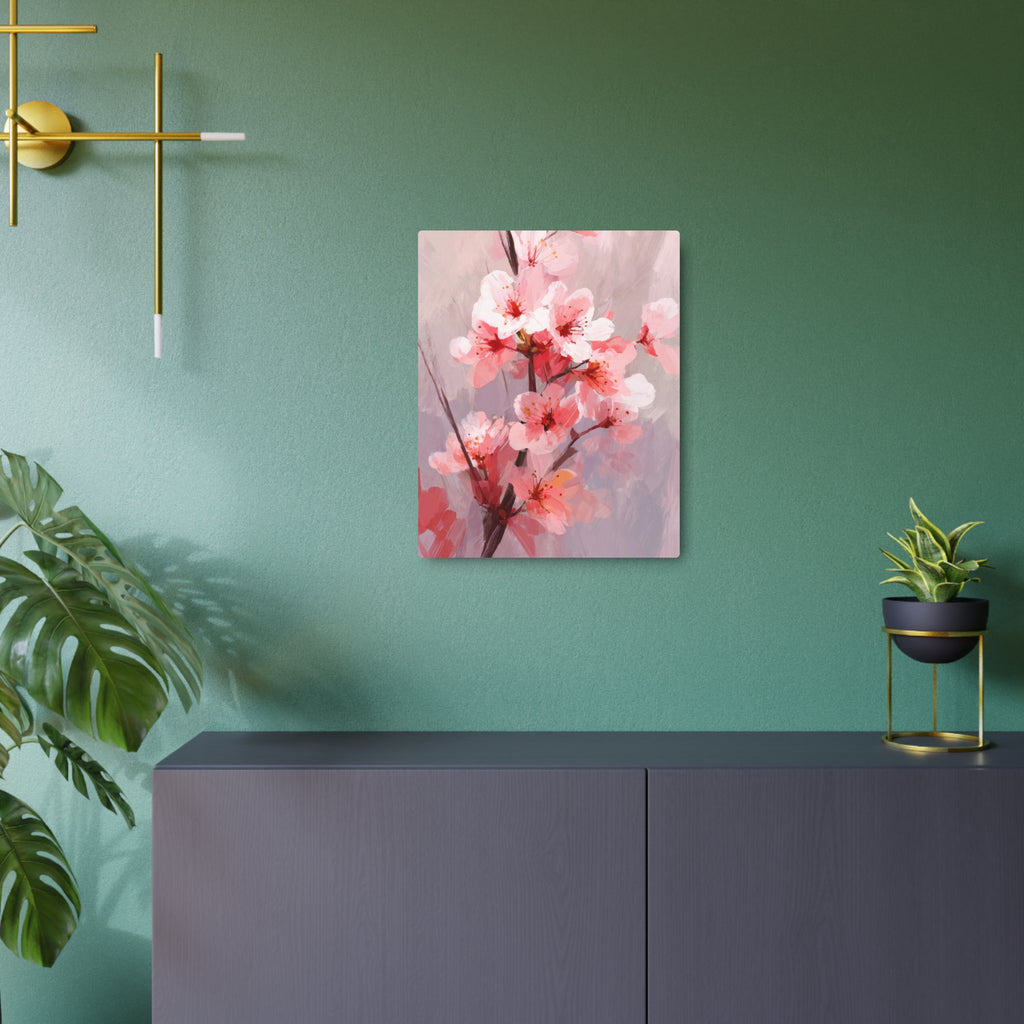 Cherry Blossom Metal Art Sign — Pink Floral Wall Décor