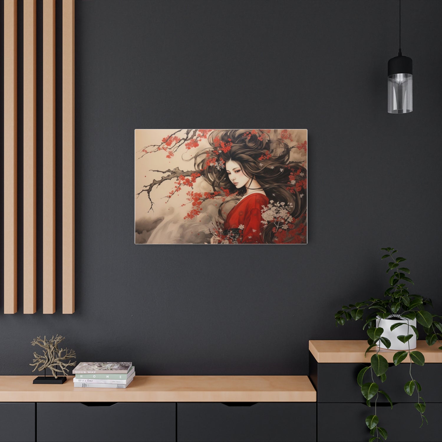 Metal Art Japanese Geisha Cherry Blossom Wall Decor - The Art Hub