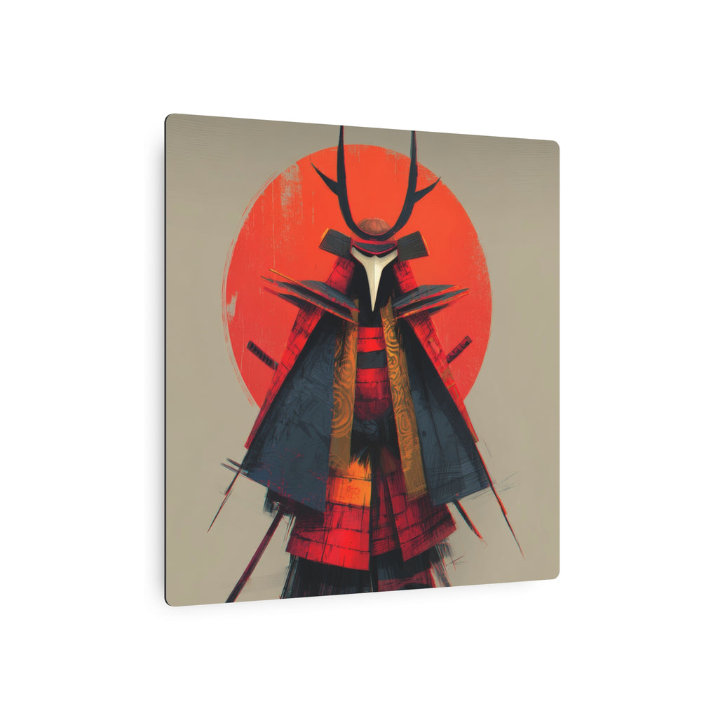 Samurai Metal Art Sign — Red Sun Warrior Wall Decor