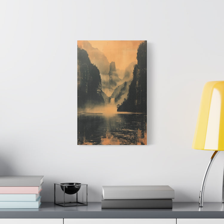 Chinese Landscape Art - Moody Mountain Lake Landscape Art - The Art Hub