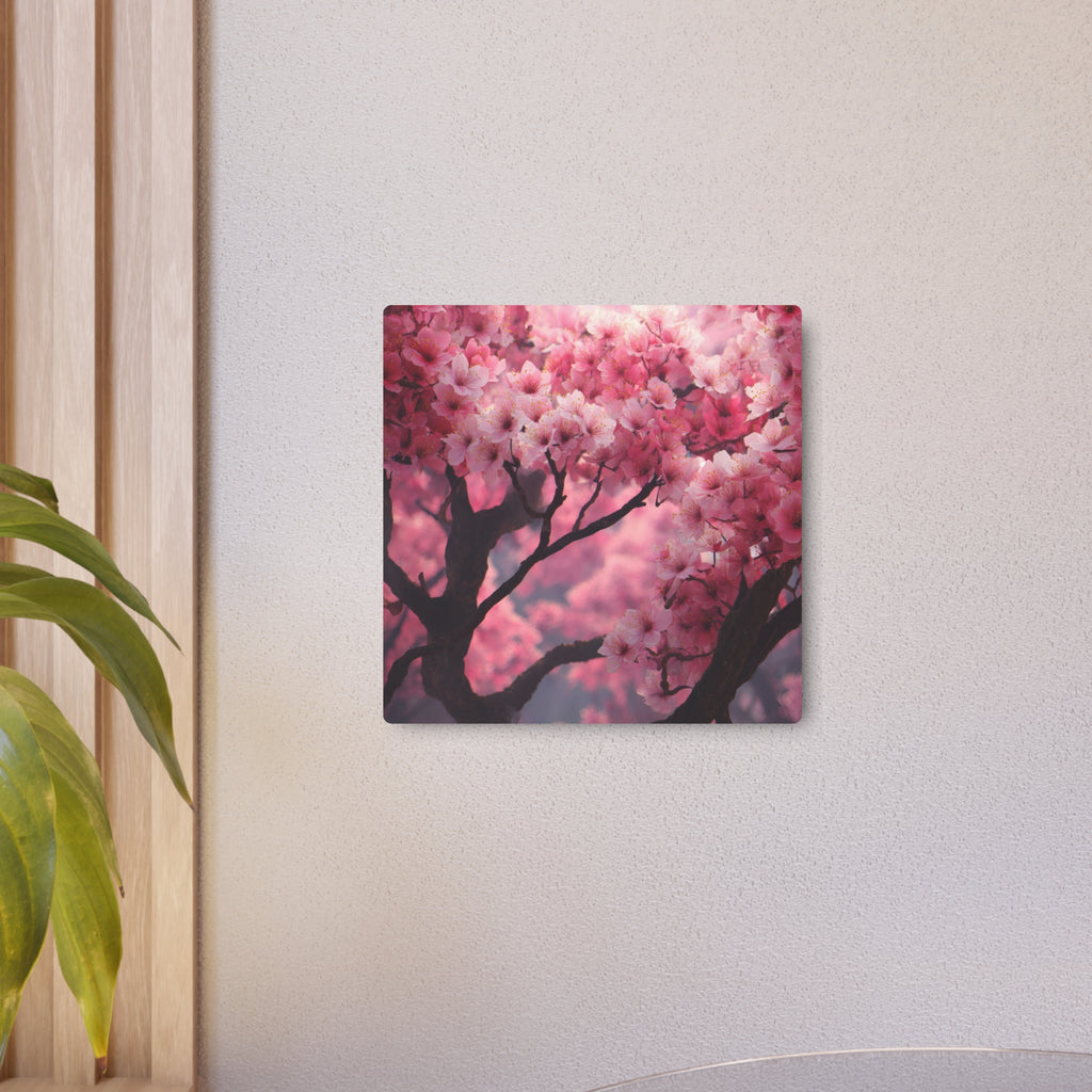Cherry Blossom Metal Art Sign — Pink Floral Wall Decor