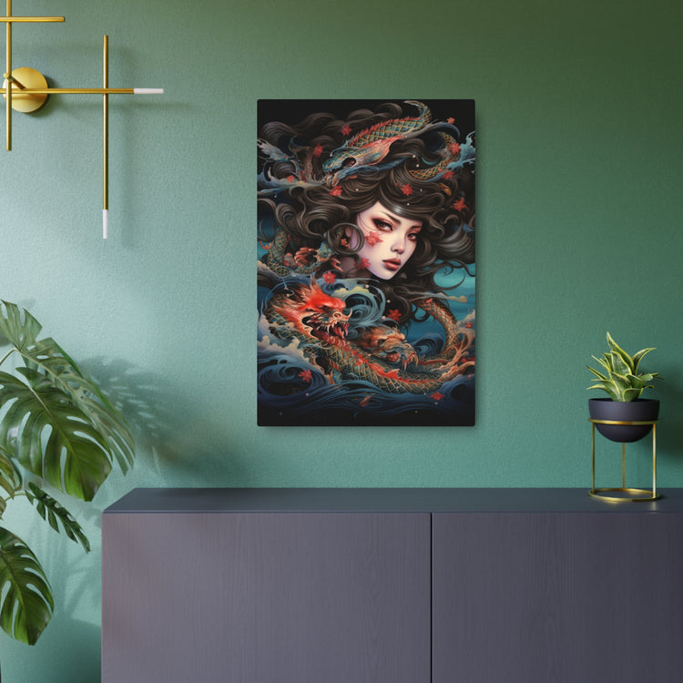 Dragon Maiden Metal Art — Asian Fantasy Portrait Wall Decor - The Art Hub