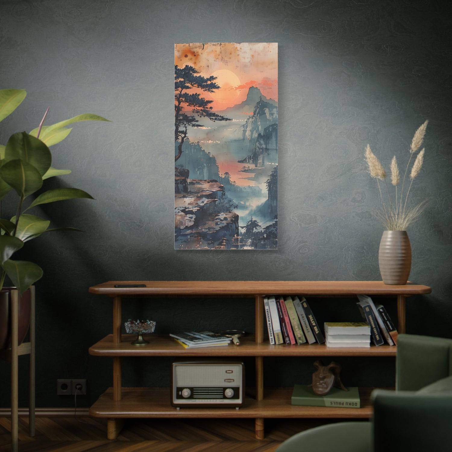Sunset Mountain Landscape Canvas Print — Misty Pine Cliff Wall Art - The Art Hub