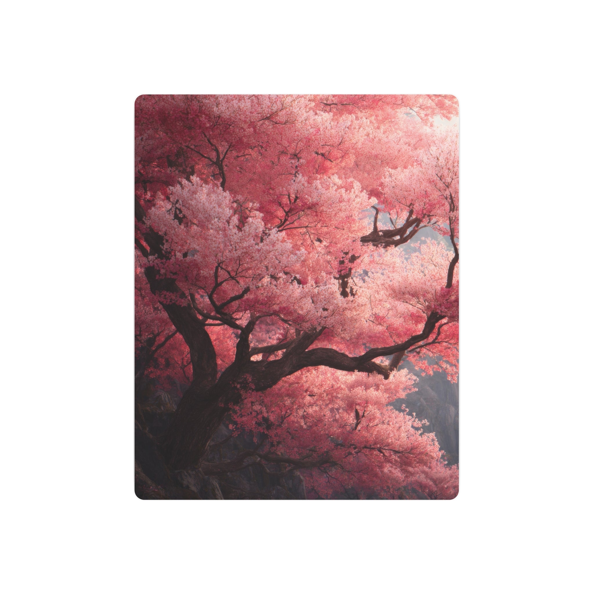Cherry Blossom Metal Art Sign — Pink Sakura Wall Decor