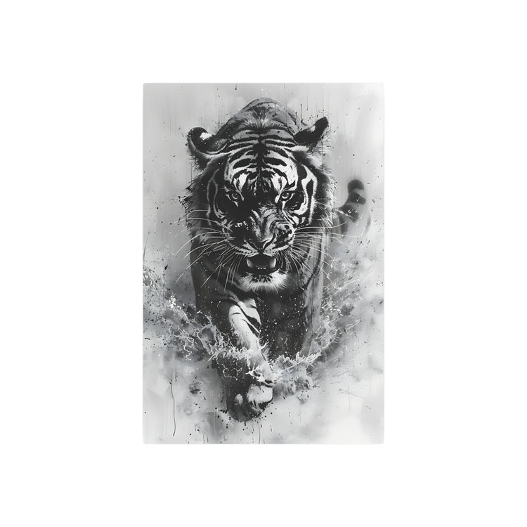 Tiger Metal Art — Dramatic Black & White Running Tiger Wall Decor - The Art Hub