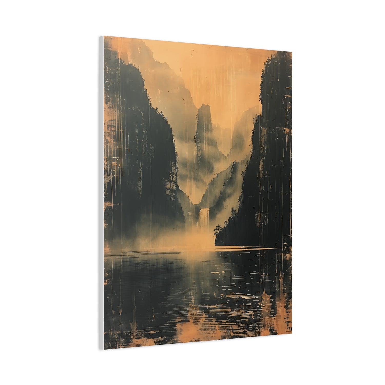 Chinese Landscape Art - Moody Mountain Lake Landscape Art - The Art Hub