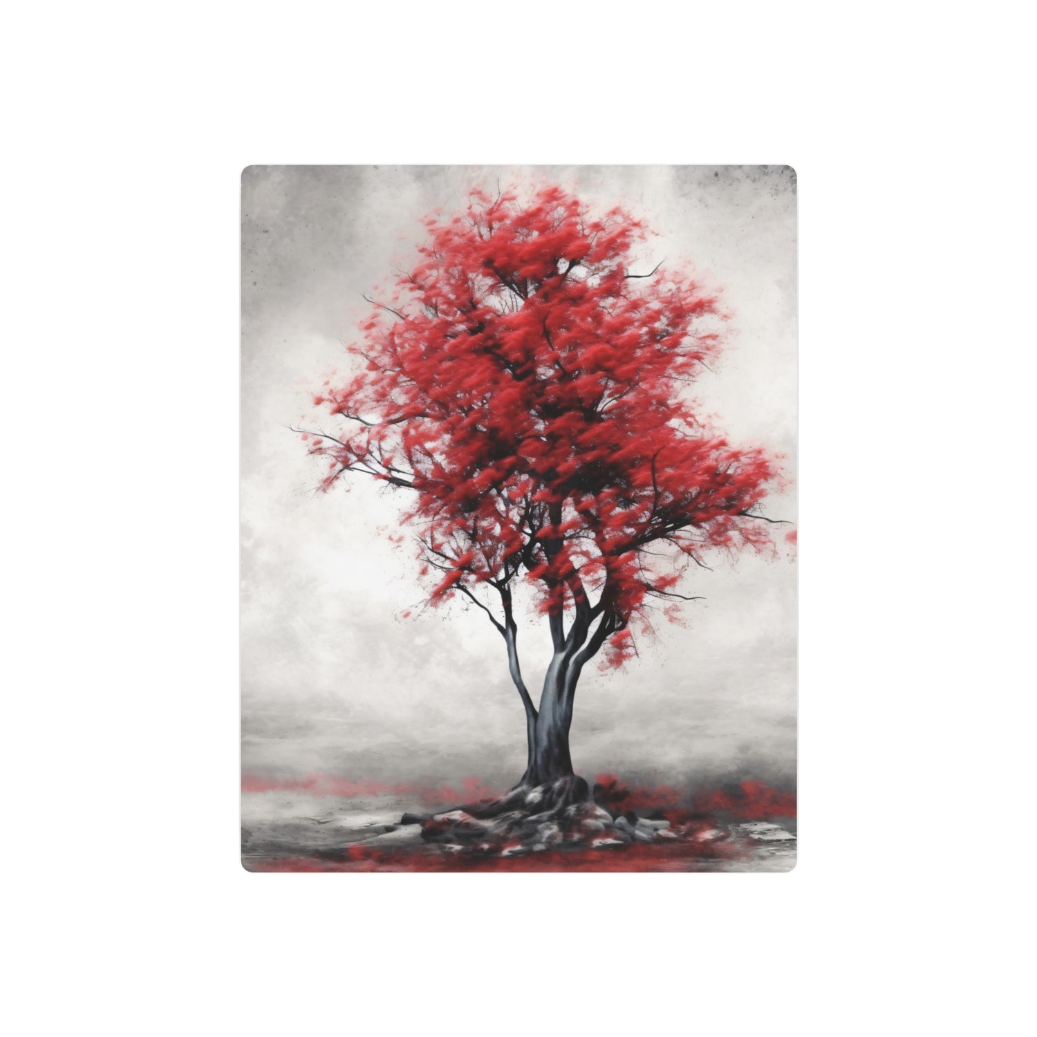 Red Tree Metal Art Sign Modern Abstract Wall Decor - The Art Hub