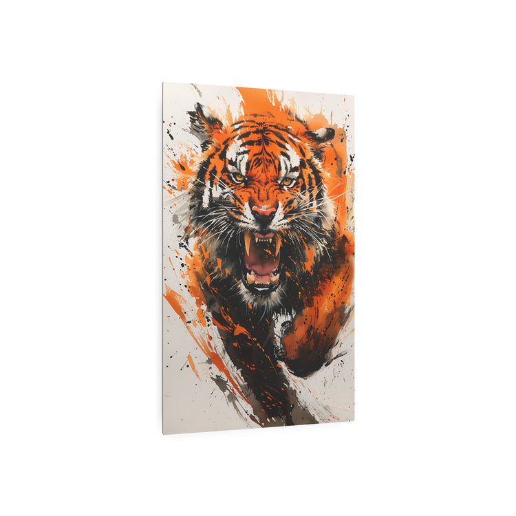 Roaring Tiger Metal Art Sign Vibrant Orange Wildlife Wall Decor - The Art Hub