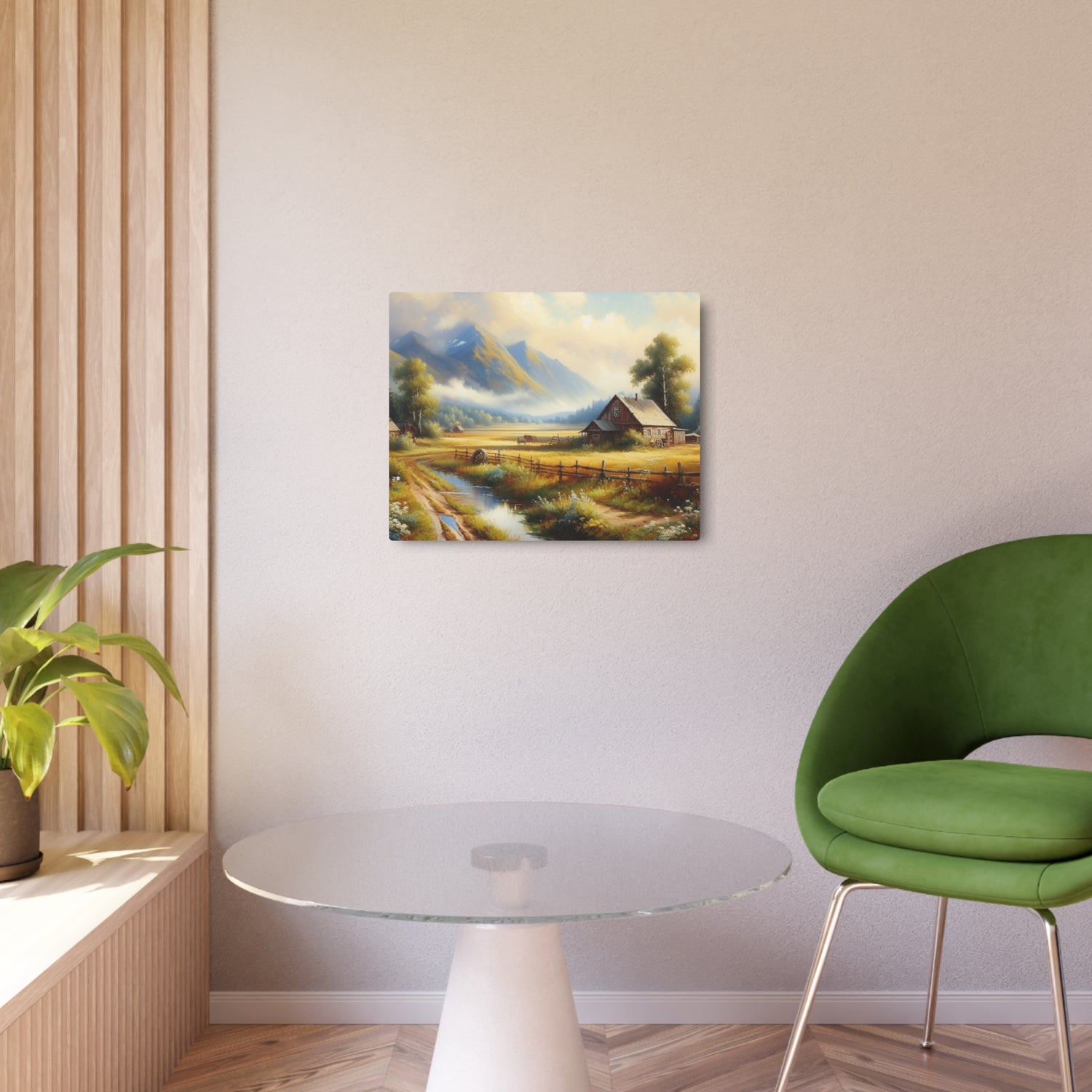 Metal Art Rustic Mountain Farm Scene Metal Art Wall Decor - The Art Hub