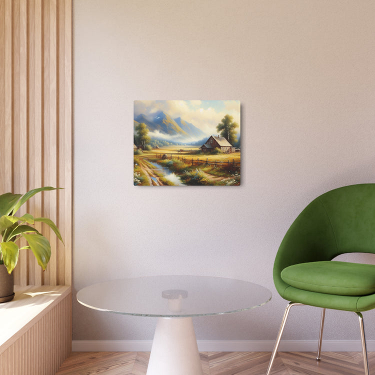 Metal Art Rustic Mountain Farm Scene Metal Art Wall Decor - The Art Hub