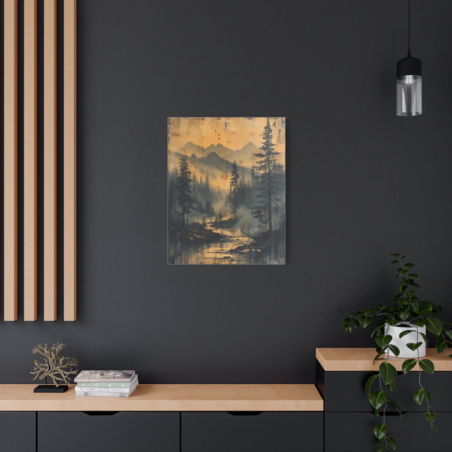 Mountain Mist Landscape Canvas Art— Rustic Pine Forest Wall Art - The Art Hub