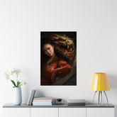 Matte Vertical Poster — Asian Warrior Woman with Dragon Art Print - The Art Hub