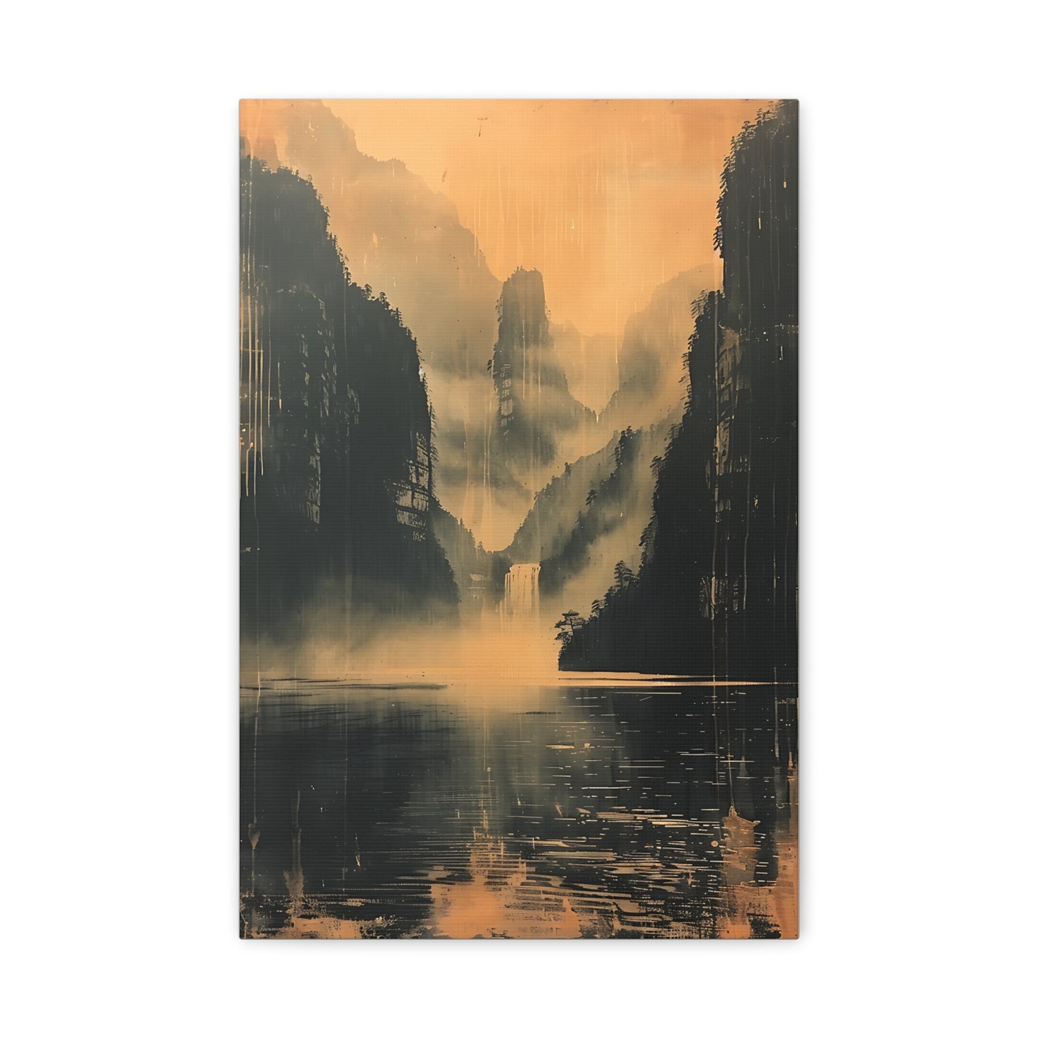 Chinese Landscape Art - Moody Mountain Lake Landscape Art - The Art Hub