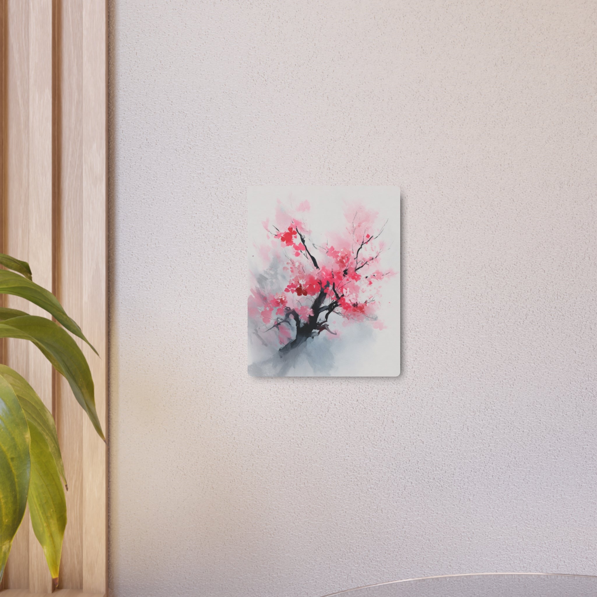 Cherry Blossom Metal Art Sign — Watercolor Pink Sakura Wall Decor