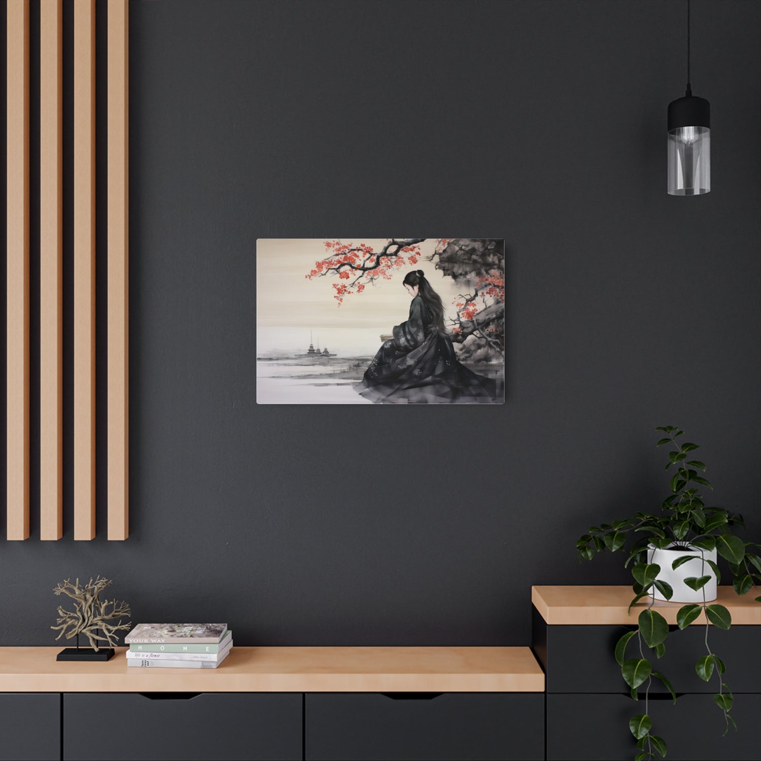 Metal Art Japanese Geisha Landscape Wall Art - The Art Hub