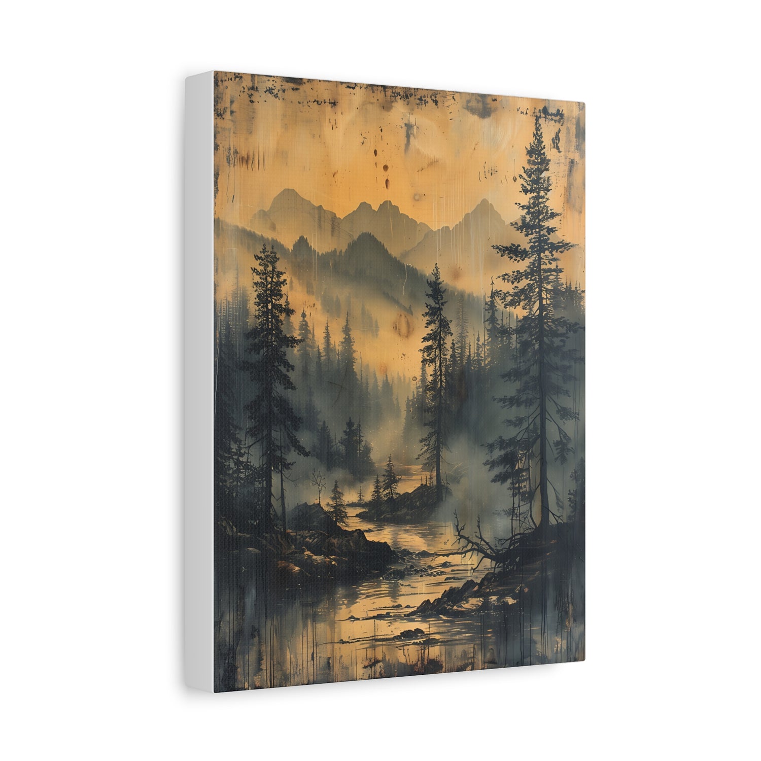 Mountain Mist Landscape Canvas Art— Rustic Pine Forest Wall Art - The Art Hub