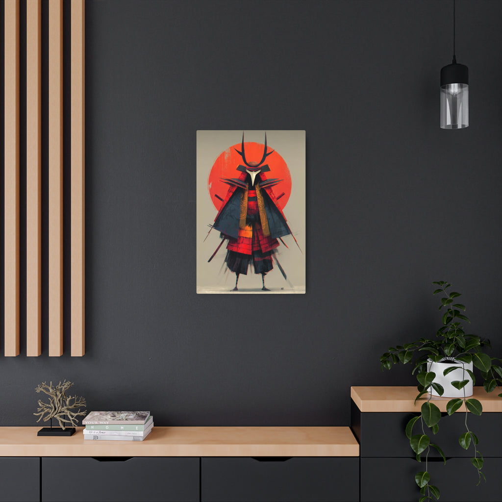 Samurai Metal Art Sign — Red Sun Warrior Wall Decor