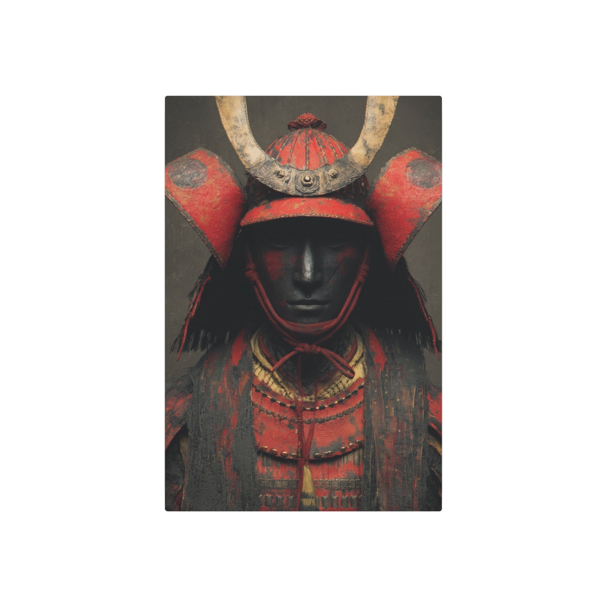 Samurai Armor Metal Art Sign — Red Warrior Wall Decor