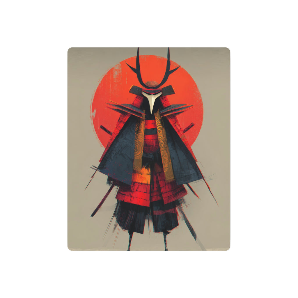 Samurai Metal Art Sign — Red Sun Warrior Wall Decor