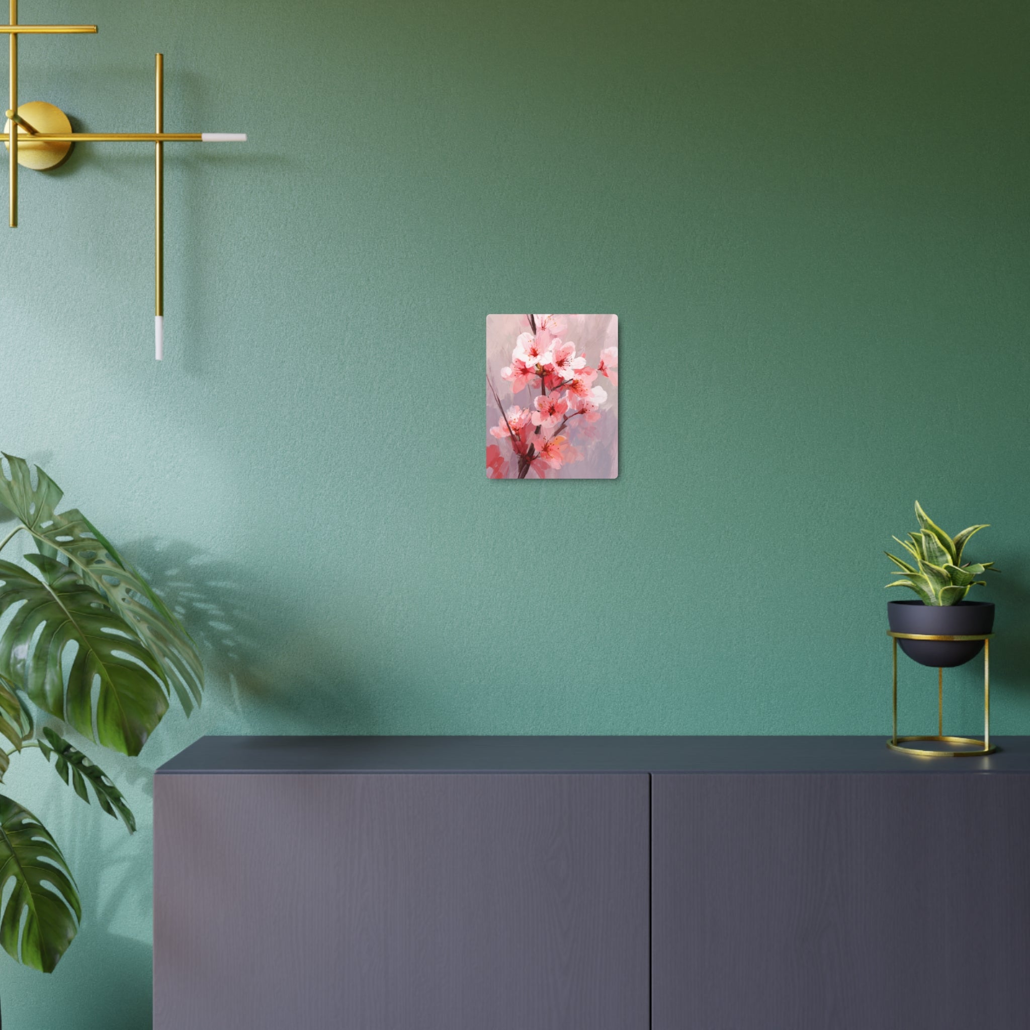 Cherry Blossom Metal Art Sign — Pink Floral Wall Décor