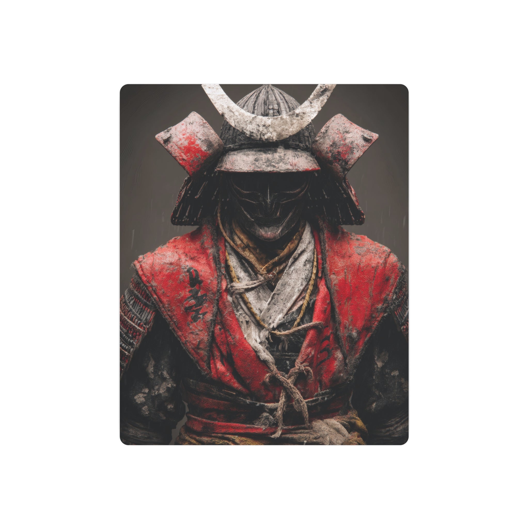 Samurai Warrior Metal Art Sign - Vintage Red Armor Wall Decor