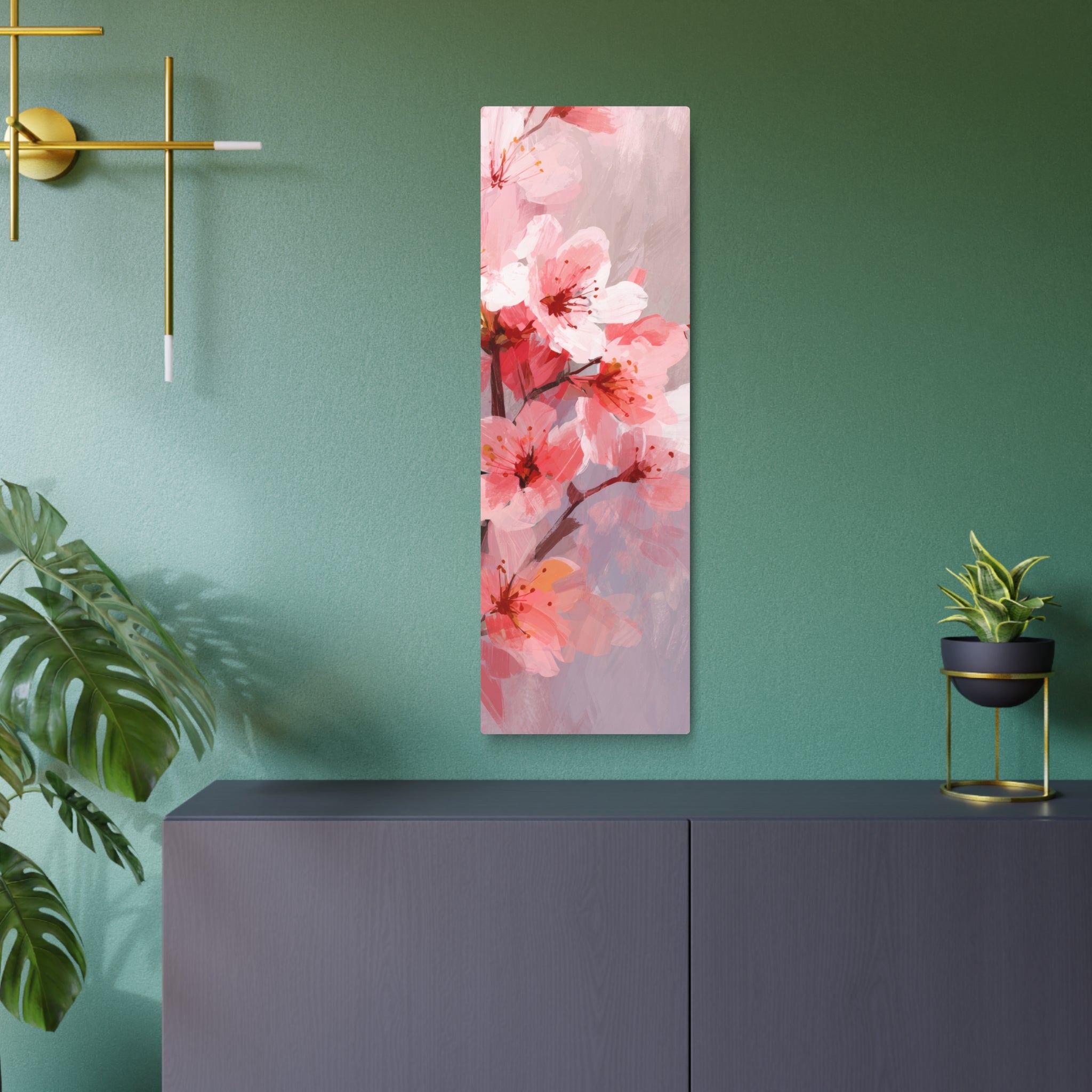 Cherry Blossom Metal Art Sign — Pink Floral Wall Décor