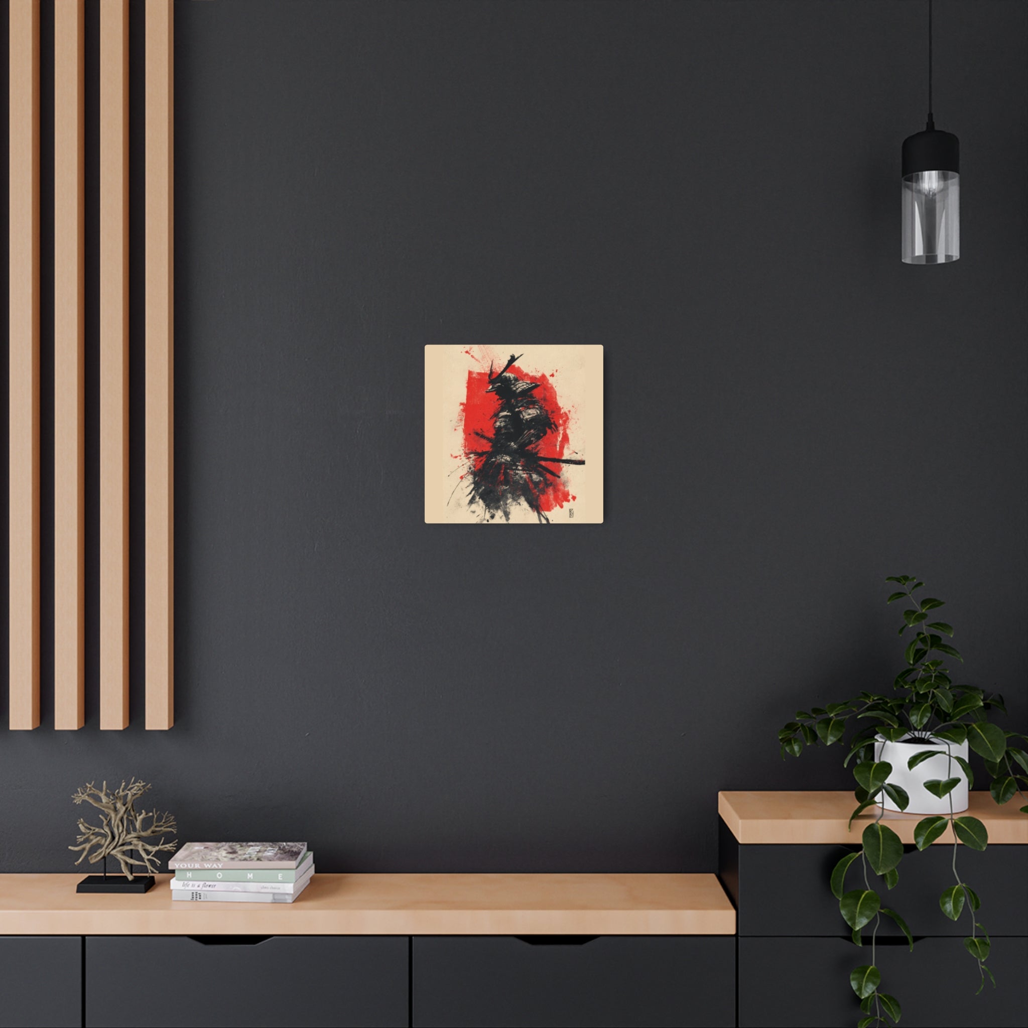 Samurai Ink Metal Art Sign – Japanese Warrior Wall Decor