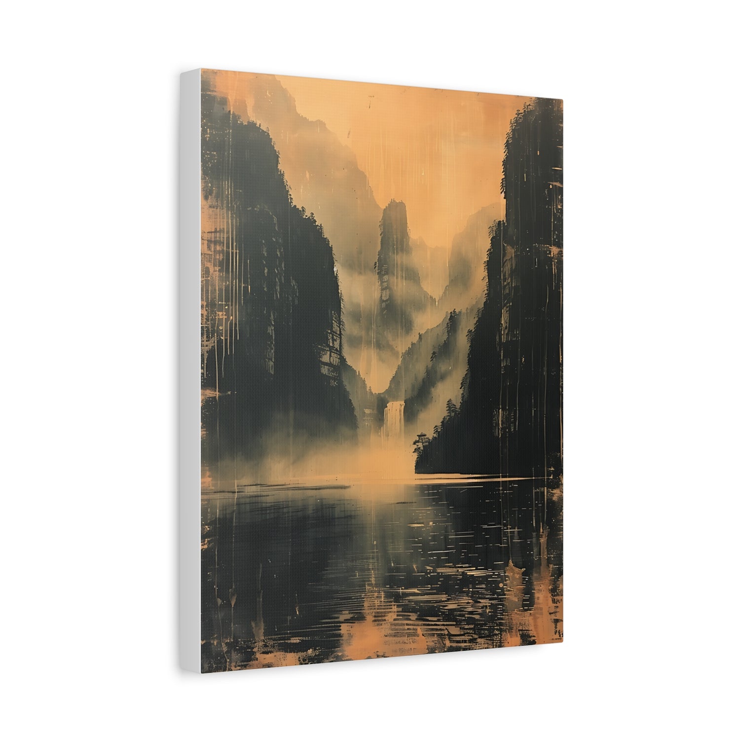 Chinese Landscape Art - Moody Mountain Lake Landscape Art - The Art Hub